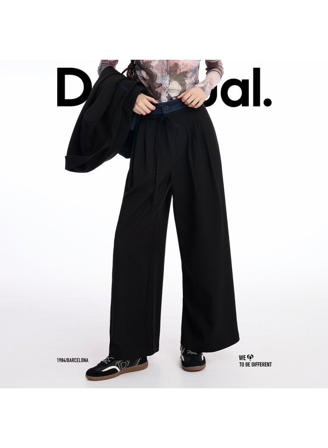 DESIGUAL 25 ربيع/صيف حزام واسع من الدنيم بتصميم باتش وورك للنساء، بنطلون كاجوال - Image 2