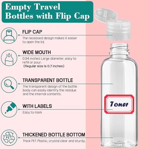 DPLASKA 100pcs Empty 3.4 oz Travel Bottles with Flip Cap Tsa Approved Leakproof Plastic Squeeze Small Shampoo Bottles for Toiletries Liquids Travel Essentials Containers for Lotion, Party favors, Bulk Gifting - Image 3