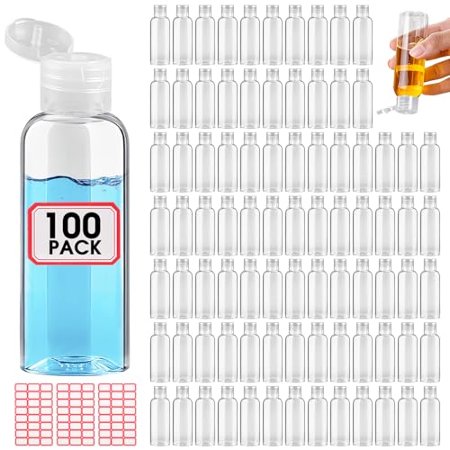 DPLASKA 100pcs Empty 3.4 oz Travel Bottles with Flip Cap Tsa Approved Leakproof Plastic Squeeze Small Shampoo Bottles for Toiletries Liquids Travel Essentials Containers for Lotion, Party favors, Bulk Gifting - Image 1