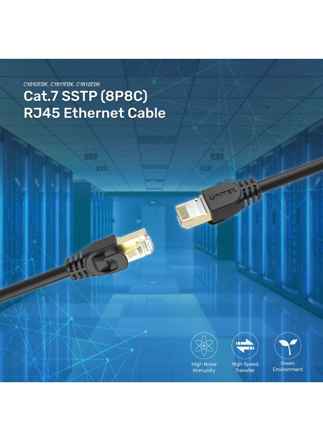 UNITEK كابل إيثرنت Cat 7 SSTP RJ45 بسرعة 10Gbps وتردد 600MHz، مزدوج الحماية، موصلات مطلية بالذهب، متوافق مع PoE - Image 3