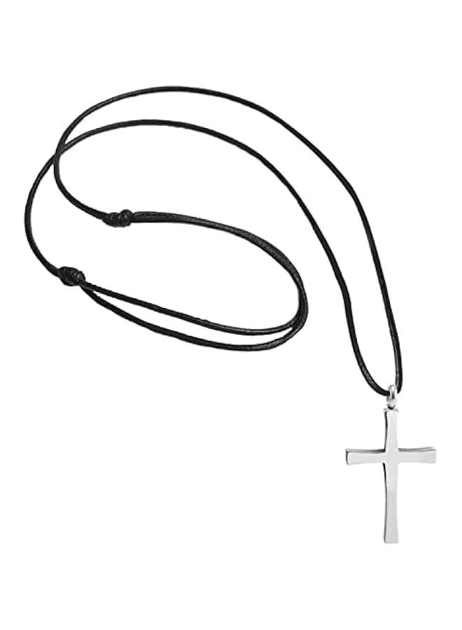 Arabest Stainless Steel Cross Necklace for Men - Cross Pendant with 18 Inch Adjustable Black Rope Cord - Mens Cross Necklaces - Image 1