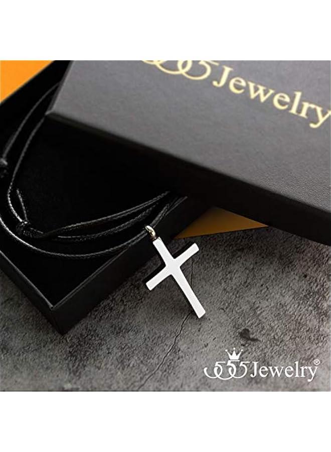 Arabest Stainless Steel Cross Necklace for Men - Cross Pendant with 18 Inch Adjustable Black Rope Cord - Mens Cross Necklaces - Image 5