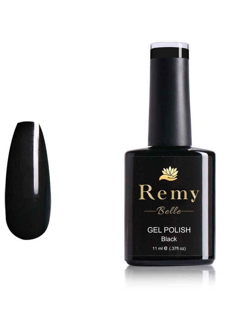 Remy Belle - Gel Nail Polish 11ml, Long Lasting, Chip Resistant, Requires Drying Under UV LED Lamp (Black) - Image 1