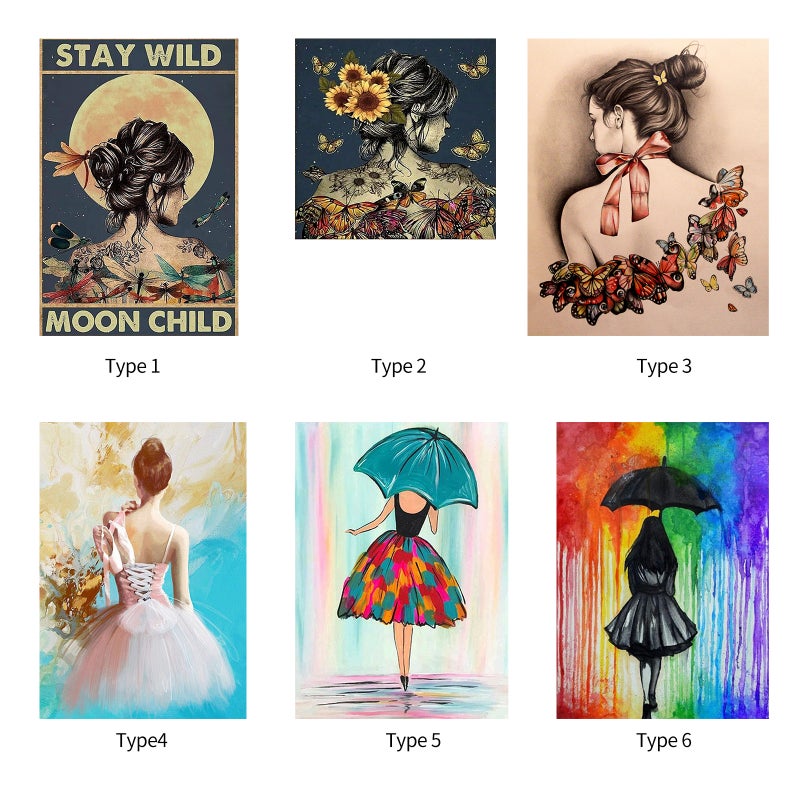 كيت رسم بالالماس DIY 5D مقاس 12 × 16 بوصة - رسم بالالماس بالتنقيح الكامل بنقطة عرض ظهر المرأة - عمل فني رسم فسيفساء بالراينستون الأكريليك - تزيين جدار المنزل - هدية بدون إطار - Image 2