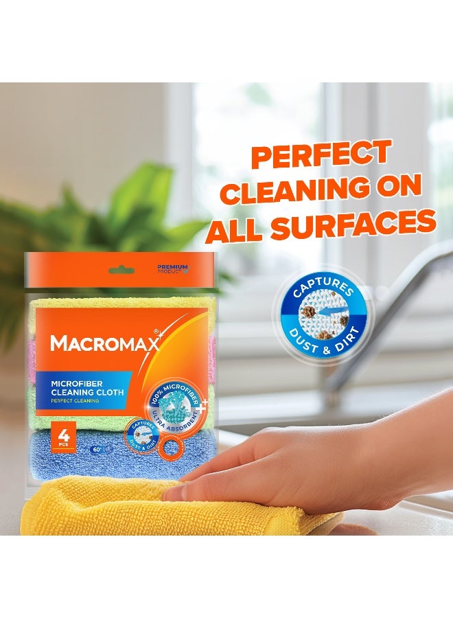 Macromax مناديل تنظيف ماكروماكس المصنوعة من الألياف الدقيقة - عبوة من 4 قطع، مناديل متعددة الأغراض لتنظيف الغبار والأسطح - Image 2