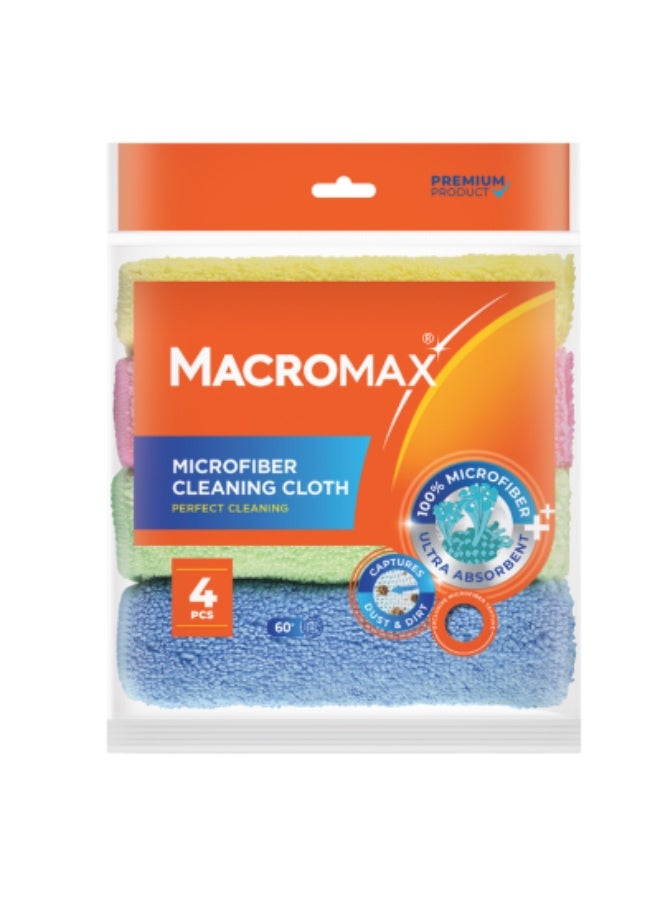 Macromax مناديل تنظيف ماكروماكس المصنوعة من الألياف الدقيقة - عبوة من 4 قطع، مناديل متعددة الأغراض لتنظيف الغبار والأسطح - Image 1