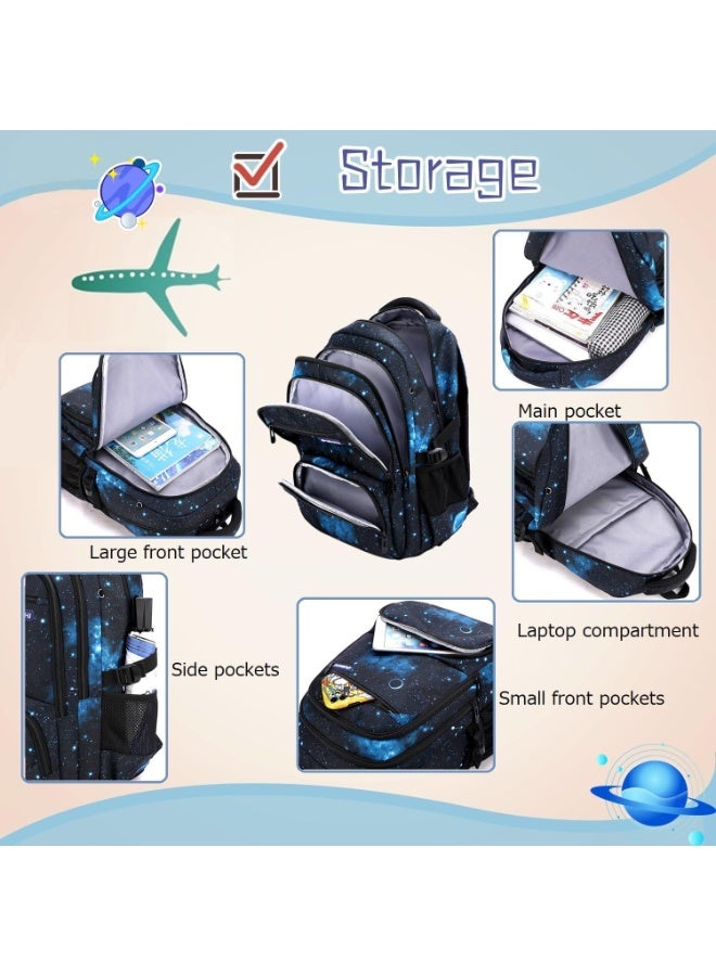 MostNow 3Pcs Boys Galaxy Rolling Backpack Kids Backpack with Wheels Trolley Bookbag Wheeled School Bag with Lunch Bag (Black) - Image 5
