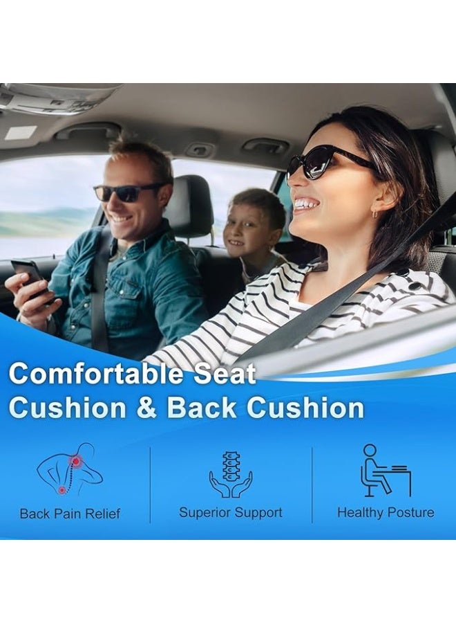 Ergonomic Car Seat Cushion and Lumbar Back Support Pillow Set Memory Foam Design for Long Sitting and Pain Relief - Image 3