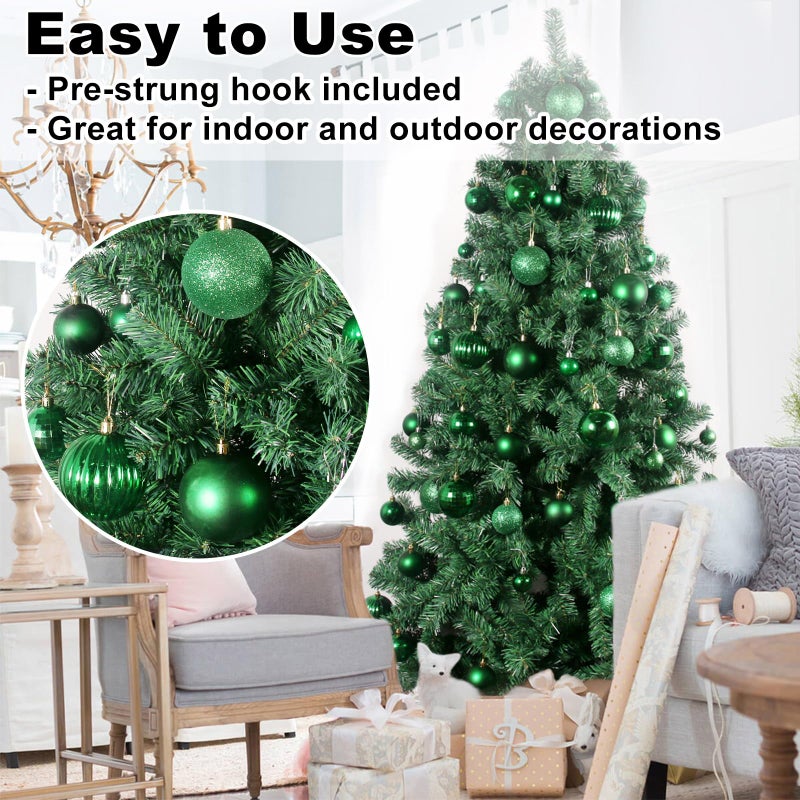 GameXcel Emerald Green 3.2"" Large Christmas Balls - Christmas Tree Decoration Ornaments Shatterproof Hanging Balls for Birthday Halloween Holiday Wedding Decorations Set of 10pcs - Image 5