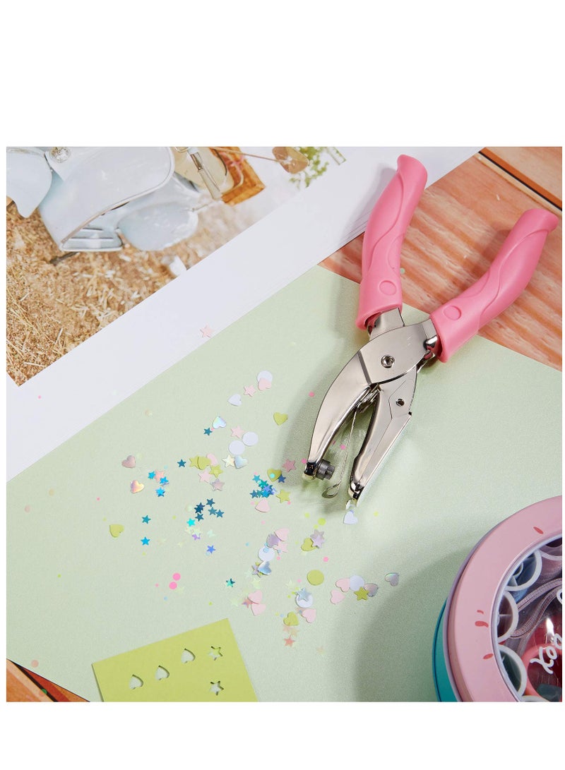Excefore 3 Pieces Handheld Hole Paper Metal Single Punchers Soft Grip and Hole 5.5 mm + Star Hole 5 mm + Large Round Hole 6 mm Heart Holes for Craft Tags Clothing Ticket Scrapbook Tool - Image 4