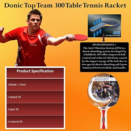 Donic Top Team 300 Table Tennis Bat (White-red) - Image 2