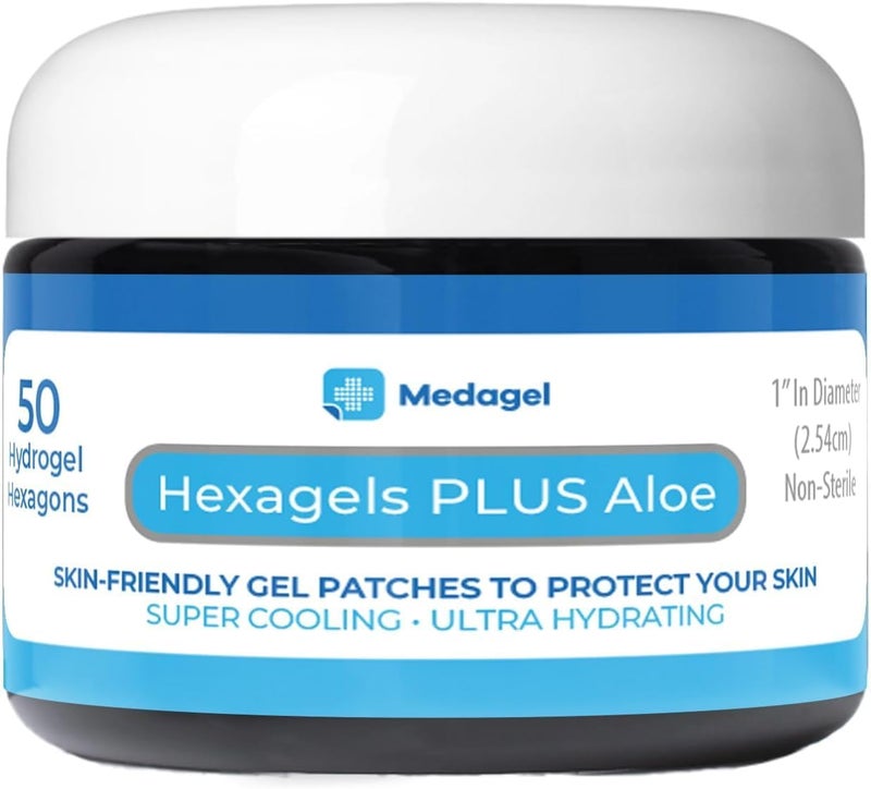 Medagel هكساجيل بلس ألو فيرا لاصقات هيدروجيل المتقدمة للشفاء لمنع الفقاعات ورعاية الحروق المهدئة حماية الكعب والإصبع والكاحل عبوة من 50 لاصقة بحجم 1 إنش التركيبة الأصلية - Image 1