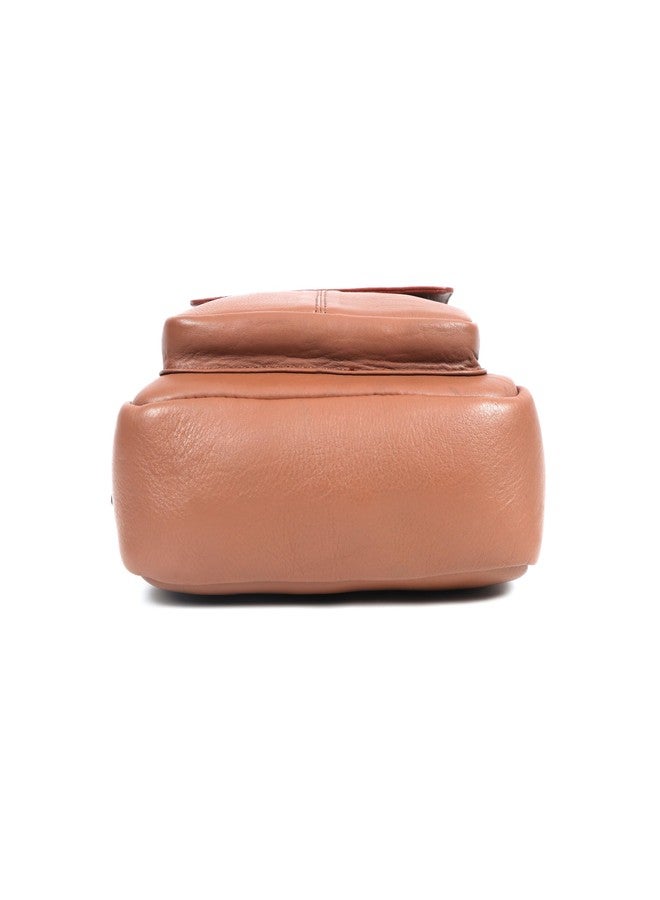 Celtic Unisex Tan Leather Crossbody Sling Bag with Front Pocket & Top Handle - Image 5