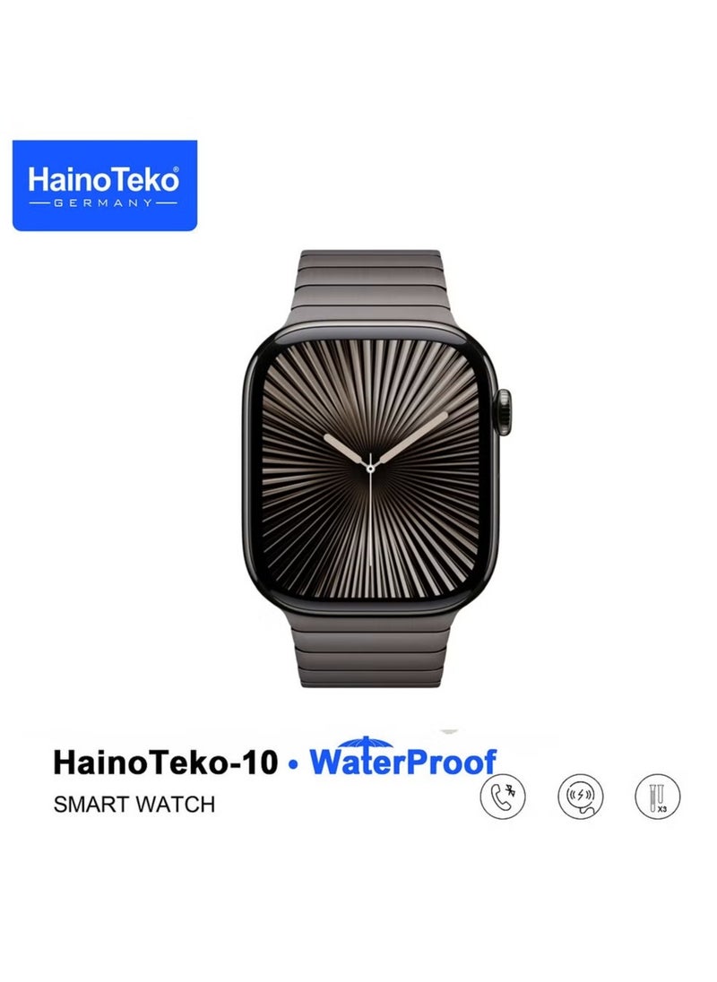 Haino Teko - Waterproof Smart Watch with AMOLED Display, Voice Assistant, Social App Integration, and 3 Pairs of Straps – Designed for Men and Boys, Black - Image 1