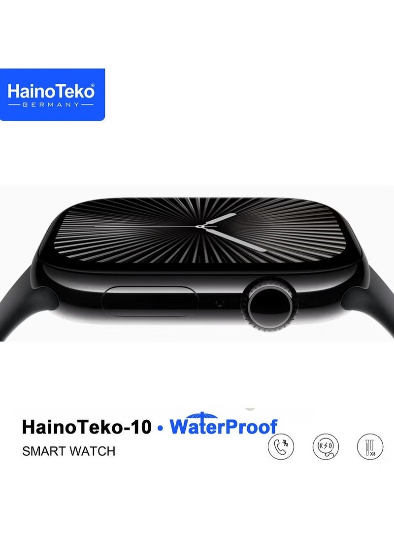 Haino Teko - Waterproof Smart Watch with AMOLED Display, Voice Assistant, Social App Integration, and 3 Pairs of Straps – Designed for Men and Boys, Black - Image 1