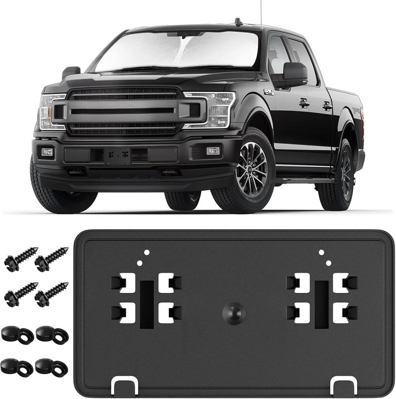 Podestaa Replace for Ford 2018 2019 2020 F150 Front License Plate Bracket Frame Holder, JL3Z17A385BA Accessories F150 Bumper License Plate Mount Black (2018-2020(2.7L 3.0L 3.5L)) - Image 1