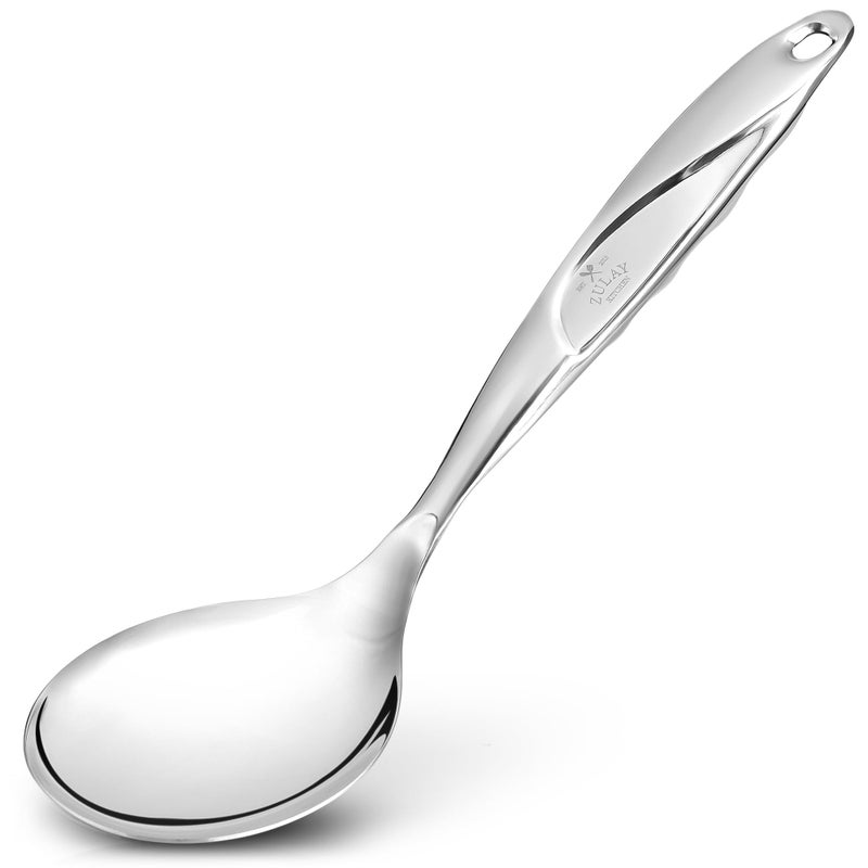 Zulay Kitchen Stainless Steel Serving Spoon - 11.5â€ Large Cooking & Serving Spoon with Ergonomic Handle - Durable, Rust-Resistant & Dishwasher Safe Kitchen Utensil for Cooking and Buffets - Image 1
