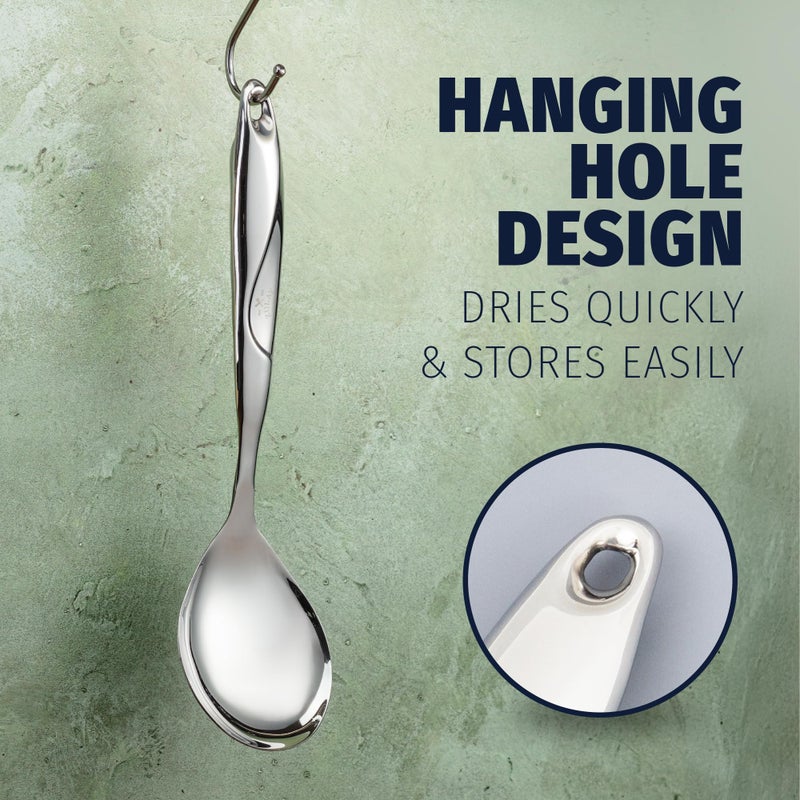 Zulay Kitchen Stainless Steel Serving Spoon - 11.5â€ Large Cooking & Serving Spoon with Ergonomic Handle - Durable, Rust-Resistant & Dishwasher Safe Kitchen Utensil for Cooking and Buffets - Image 3