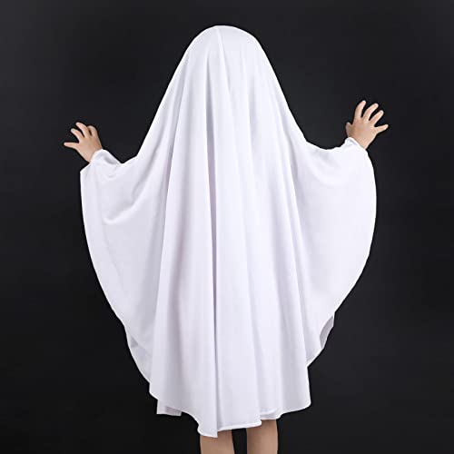 Noubeau Unisex Kid Ghost Costume Girl Halloween Fancy Dress Cosplay Boy White Boo Ghost Cloak Child Spooky Trick-or-Treating(White,3-5 Years) - Image 3