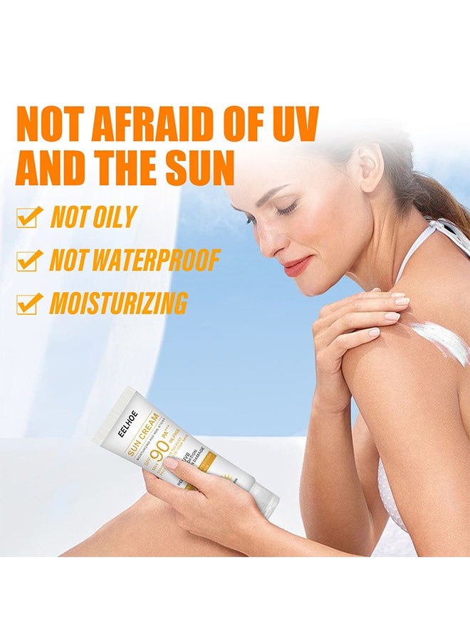 إيلهو كريم الشمس المرطب وغير اللزج SPF90 ، مضاد للأكسدة يقلل من تلف الجلد ، كريم عزل واقي من الشمس حماية فعالة من الأشعة فوق البنفسجية (40 جم)  - Image 3