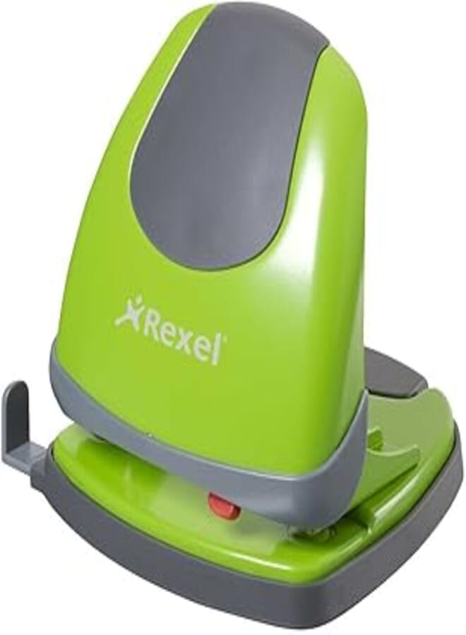 REXEL 2102643 Metal Desk Paper Punch 30 Sheets Capacity - Green Gray