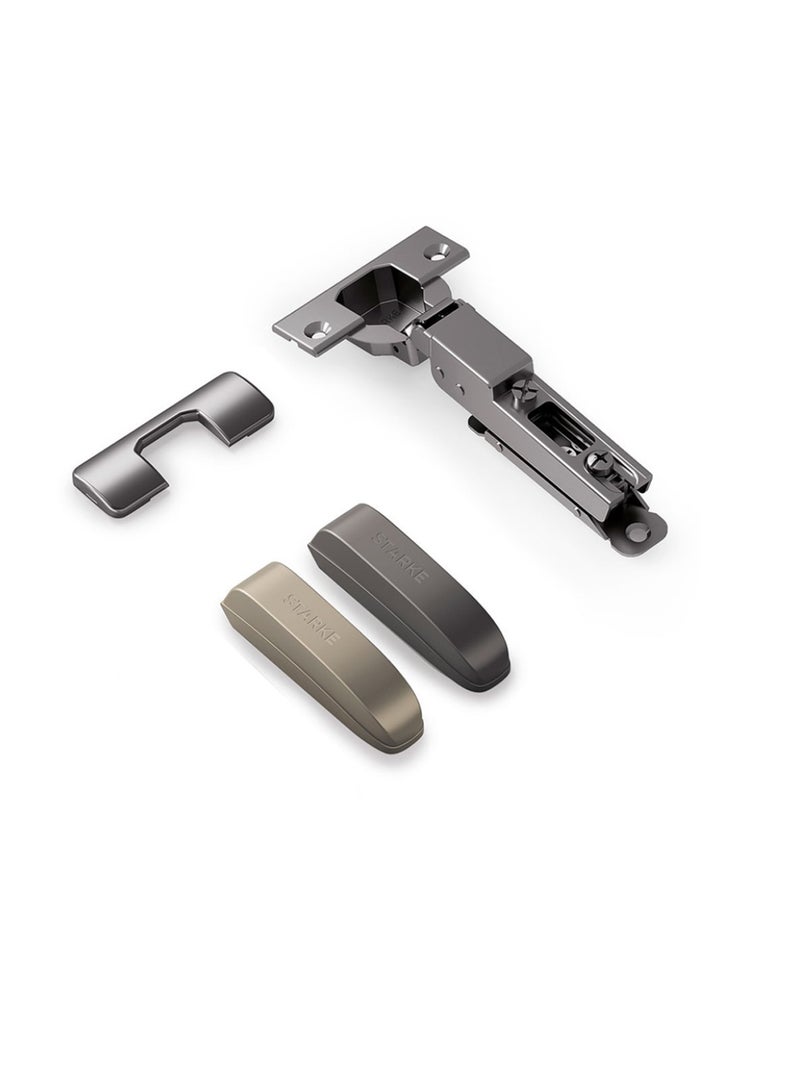 STARKE Pack of 2 Black Electroplated Soft Close Cabinet  Full Overlay Wingless Hinges. 95° Opening Angle, 16-25mm Application, Strong Hydraulic System - Grey Protective Cover & Screws included (2 PCS)  - Image 2