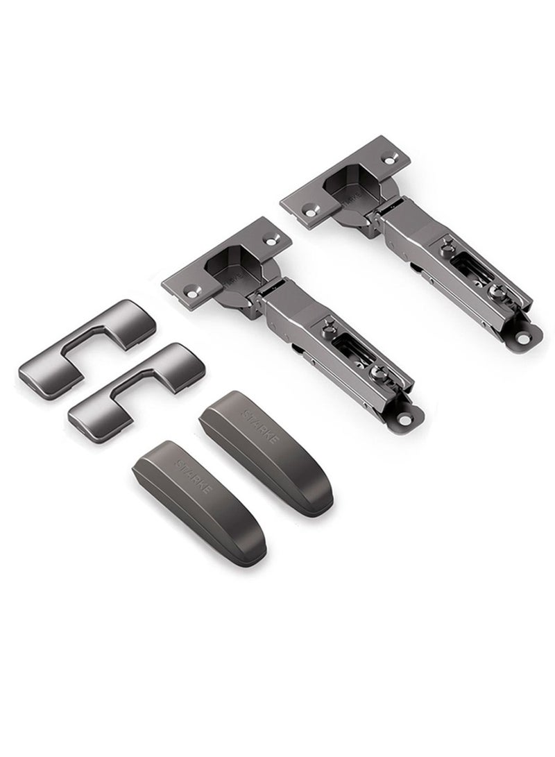 STARKE Pack of 2 Black Electroplated Soft Close Cabinet  Full Overlay Wingless Hinges. 95° Opening Angle, 16-25mm Application, Strong Hydraulic System - Grey Protective Cover & Screws included (2 PCS)  - Image 1