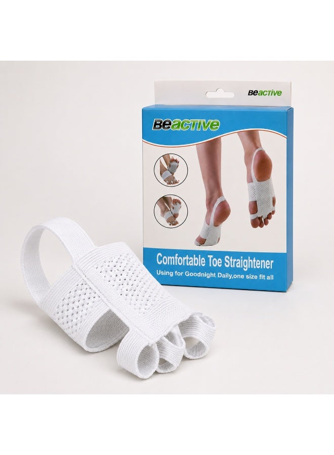 BeActive Comfortable Toe Straightener & Bunion Corrector Breathable Fabric Sleeve with Heel Strap - White (1 Pair / 2 Pieces) - Image 4