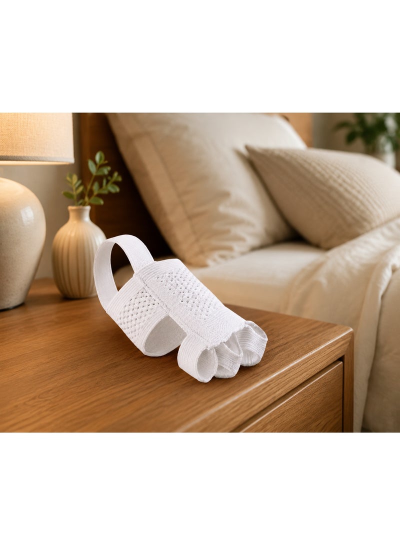 BeActive Comfortable Toe Straightener & Bunion Corrector Breathable Fabric Sleeve with Heel Strap - White (1 Pair / 2 Pieces) - Image 2