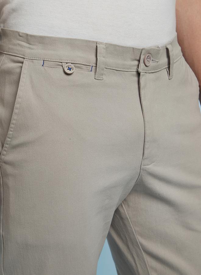 Dennis Lingo Men'S Light Grey 100% Cotton Solid Pattern Chinos Straight Fit Trouser - Image 5