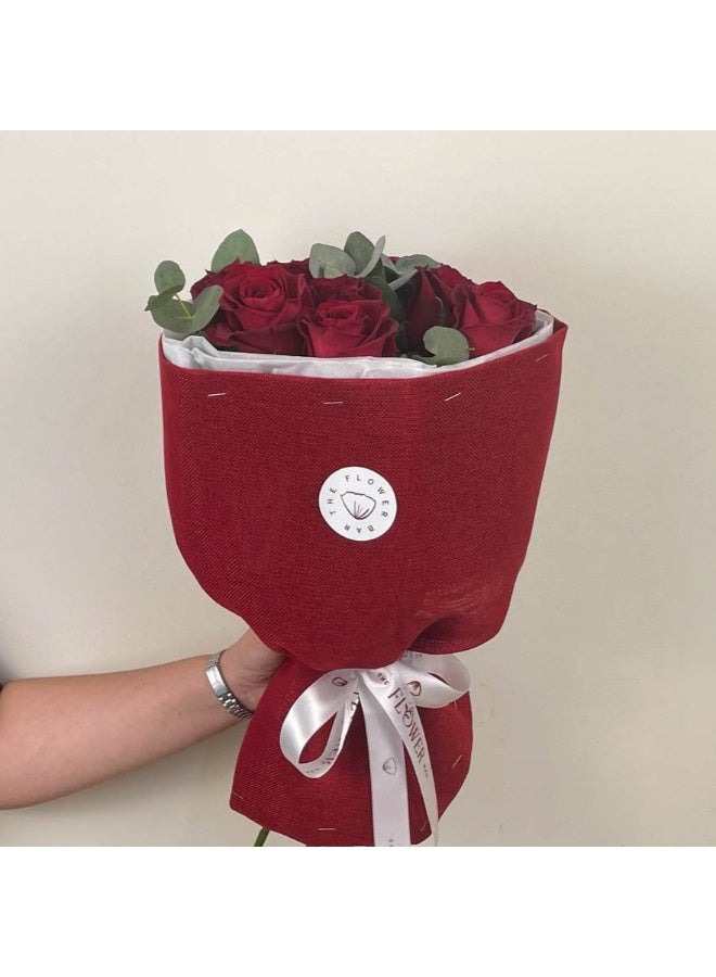 Generic 9 Red Roses In Red Wrapping Fresh Flowers