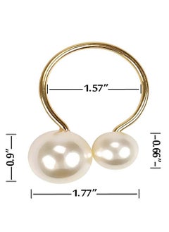 Excefore 12 Pearl Napkin Ring, Napkin Buckle, Easter Napkin Buckle Holder, Used For Family Gathering, Dinner, Wedding Decoration, Napkin Ring, Thanksgiving (Golden)  - Image 2