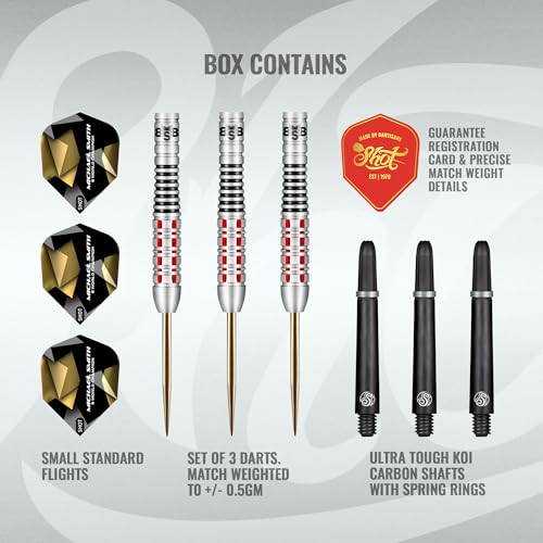 Shot! Darts Steel Tip, Michael Smith Believe (23g/24g/25g/26g), 90% Tungsten Barrel, Front Weighted, Handcrafted Professional Dart Set & Flights Made in New Zealand, Metal Tip for Bristle Dartboard - Image 3