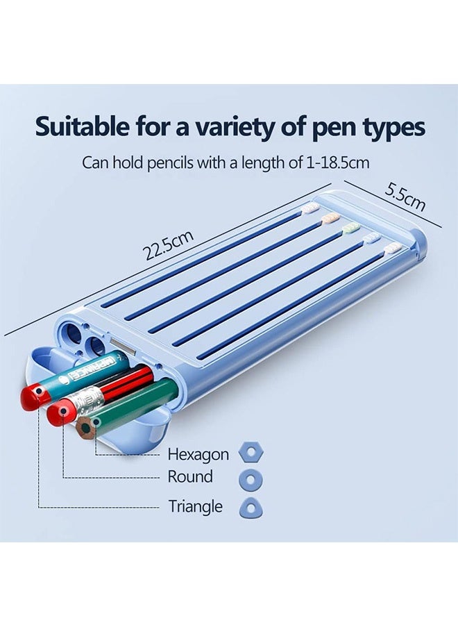 Multi-Function Pencil Box with 5 pencils 1 ruler 1 eraser , Multi-Function Stationery Storage Box, School Stationery Gift Set, Unique for Kids Teens(blue) - Image 2