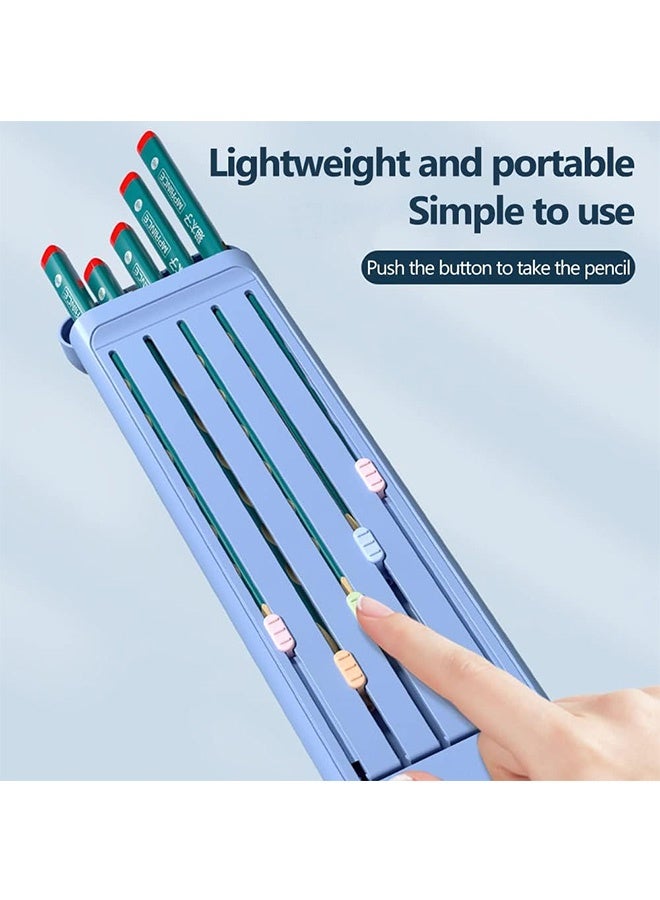 Multi-Function Pencil Box with 5 pencils 1 ruler 1 eraser , Multi-Function Stationery Storage Box, School Stationery Gift Set, Unique for Kids Teens(blue) - Image 4