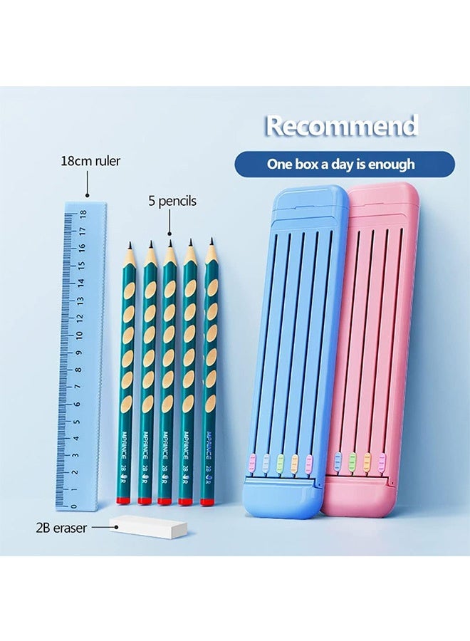 Multi-Function Pencil Box with 5 pencils 1 ruler 1 eraser , Multi-Function Stationery Storage Box, School Stationery Gift Set, Unique for Kids Teens(blue) - Image 3