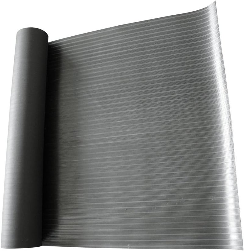Rubber-Cal 03_167_W_CO_15 Composite Rib Corrugated Rubber Floor Mats, 1/8" Thick x 3' x 15' Roll, Black - Image 3