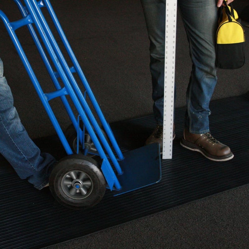 Rubber-Cal 03_167_W_CO_15 Composite Rib Corrugated Rubber Floor Mats, 1/8" Thick x 3' x 15' Roll, Black - Image 5