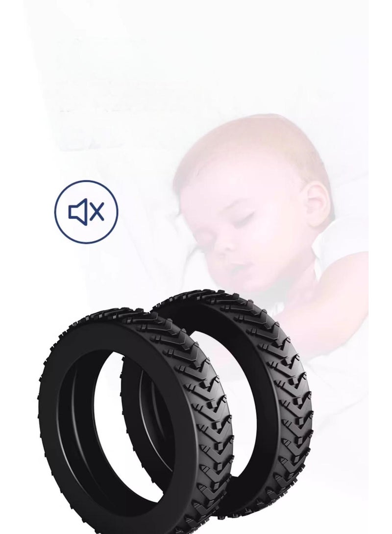 غطاء عجلة الأمتعة 8 قطع، أسود، غطاء عجلة الأمتعة غطاء حقيبة سفر، أسود - Image 4