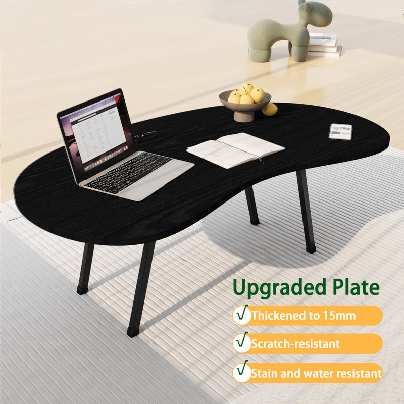 Foldable Coffee Table,Mid Century Modern Irregular Center Table,Portable Folding Table Cloud Shape Coffee Tables for Small Spaces,Living Room,Bedroom,Entryway,Easy Assembly,Black - Image 4