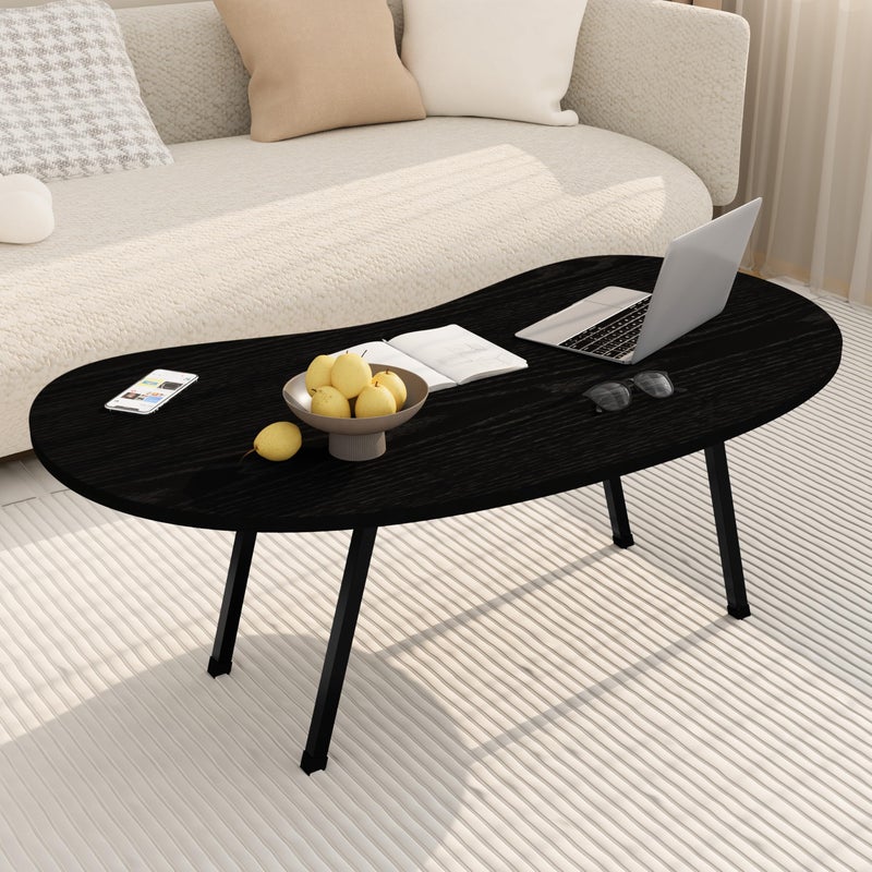 Foldable Coffee Table,Mid Century Modern Irregular Center Table,Portable Folding Table Cloud Shape Coffee Tables for Small Spaces,Living Room,Bedroom,Entryway,Easy Assembly,Black - Image 2