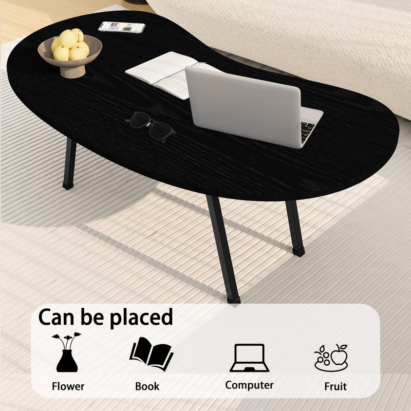 Foldable Coffee Table,Mid Century Modern Irregular Center Table,Portable Folding Table Cloud Shape Coffee Tables for Small Spaces,Living Room,Bedroom,Entryway,Easy Assembly,Black - Image 5