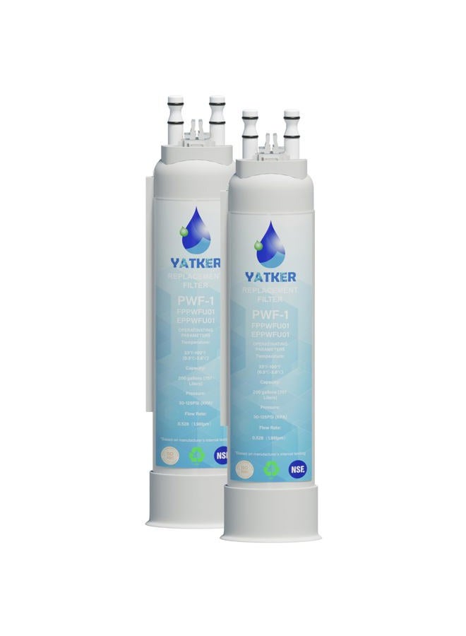 Yatker FPPWFU01 Water Filter Replacement, Compatible With Electrolux EPPWFU01 PureAdvantage PWF-1, Frigidaire FPPWFU01 PurePour PWF-1, 2 Pack - Image 1