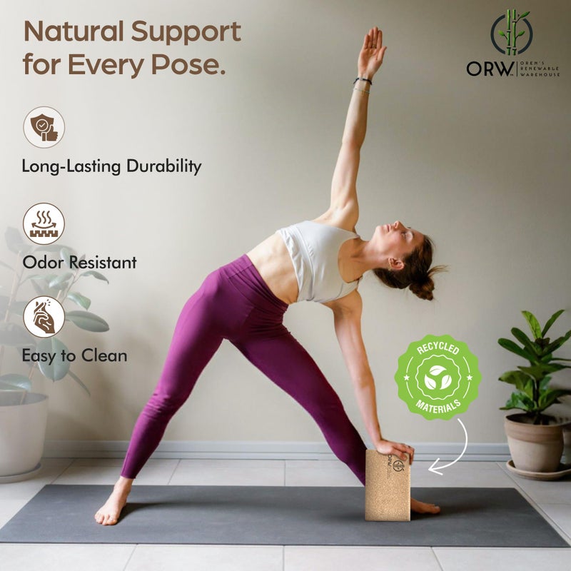 ORW Natural Cork Yoga Block â€“ 9â€x6â€x3â€, 1.5 lbs â€“ Heavyweight, Non-Slip, Eco-Friendly â€“ Dense Yoga Prop for All Levels - Image 3