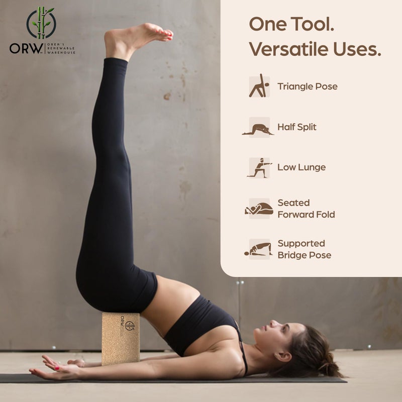 ORW Natural Cork Yoga Block â€“ 9â€x6â€x3â€, 1.5 lbs â€“ Heavyweight, Non-Slip, Eco-Friendly â€“ Dense Yoga Prop for All Levels - Image 4