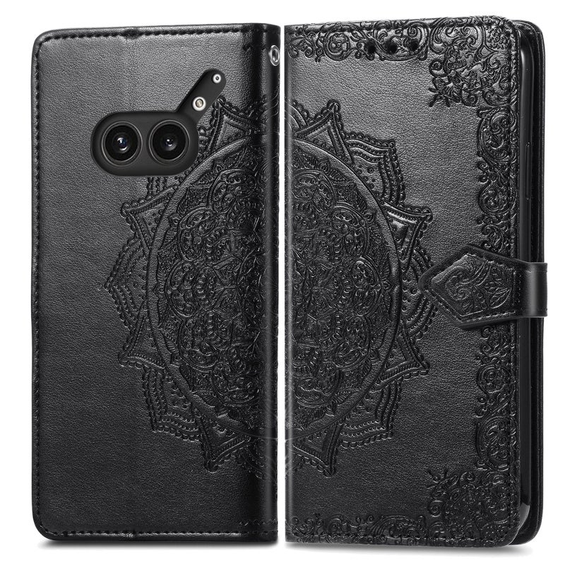 HuHa Protective Cover For Nothing Phone 2a Plus Mandala Flower Embossed Leather Phone Case(Black) - Image 2
