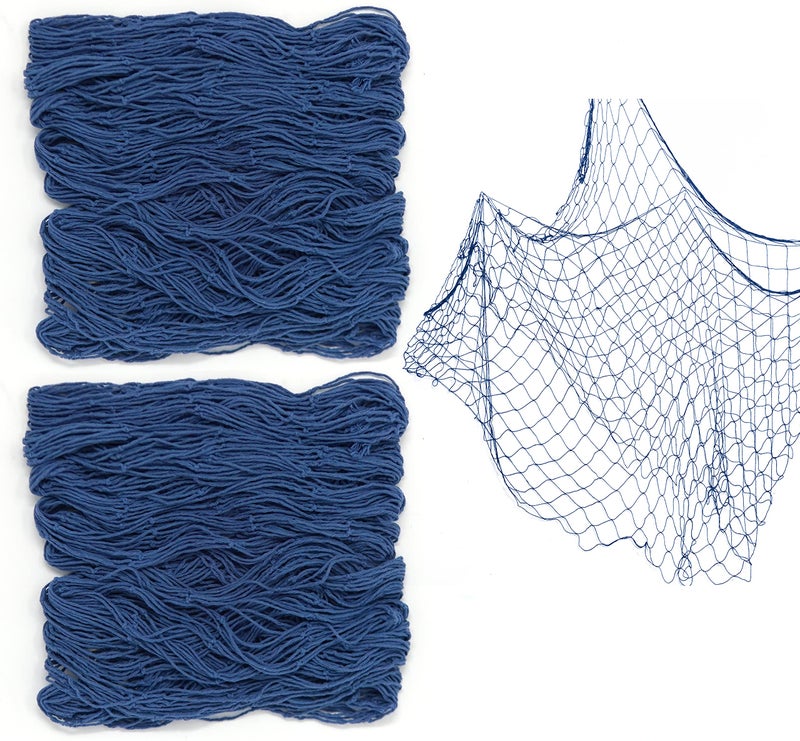 Bluetable Fish Net Decoration Nautical Netting Decor Fishing Net Decor Mermaid Birthday Decorations Pirate Party Fishnet Decorative Beach Party Theme Ocean Blue Color 48 x 144 Inches 2 Pack - Image 2