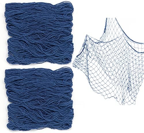 Bluetable Fish Net Decoration Nautical Netting Decor Fishing Net Decor Mermaid Birthday Decorations Pirate Party Fishnet Decorative Beach Party Theme Ocean Blue Color 48 x 144 Inches 2 Pack - Image 1