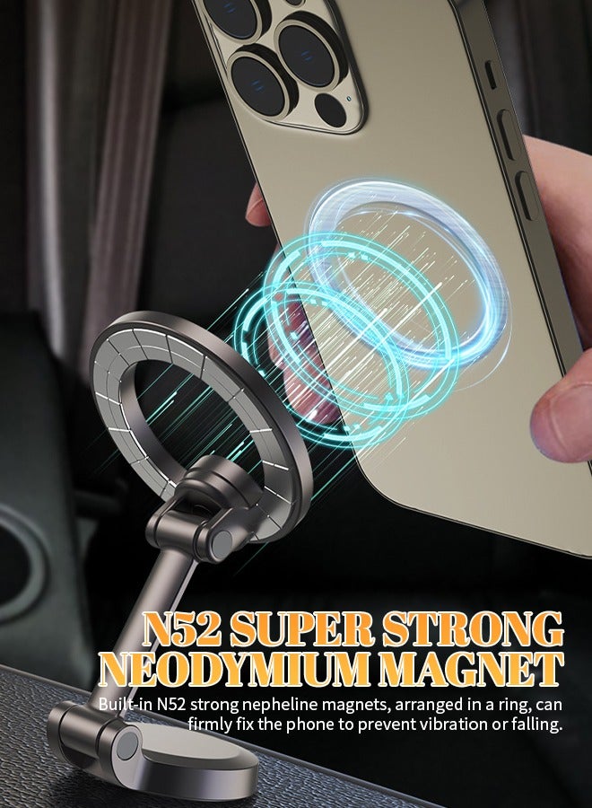 HABIBI Metal Car Mobile Holder Magnetic Adjustable Car Mount  Traceless Adhesive Mobile Phone Stand Does Not Block The Field Of Vision, Ergonomic,For Iphone 12 13pro, Samsung, Xiaomi, Huawei - Image 5