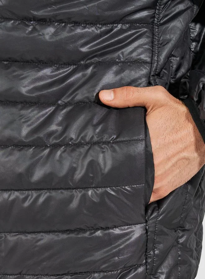 Styli Quilted Front Zipped Hooded Puffer Jacket